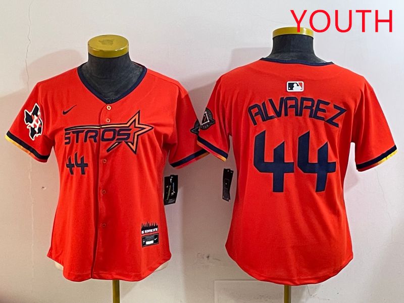 Youth Houston Astros #44 Alvarez Orange Three generations Joint Name 2025 Nike MLB Jersey style 4101